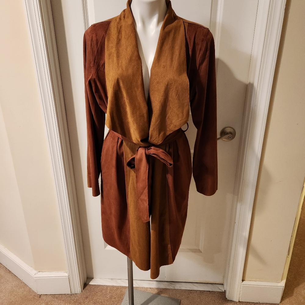 Urban Revivo brown draped neck coat size 8